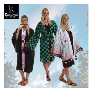 卸売女性のハロウィーンカーニバルコスプレ衣装日本のアニメ着物蝶ローブセットポリエステル - Product Image 5