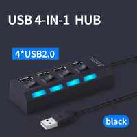 Adaptador de concentrador USB 4/7 de alta velocidad de 2,0 puertos, extensor divisor multiUSB con interruptor de lámpara LED para PC, portátil, artículos diversos para el hogar