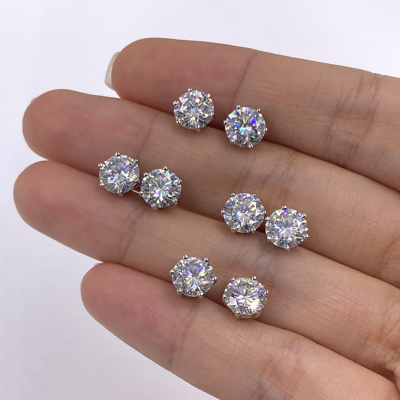 8mm 2CT Moissanite Earring 4 Claws