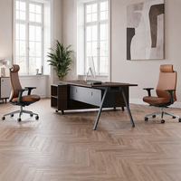 Chaise de bureau de luxe chinoise, base en aluminium, confortable, en cuir marron, ergonomique, chaise de direction
