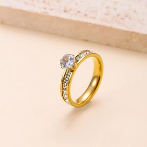 Joyería de Moda, Anillos de Circonita de Acero Inoxidable Chapados en Oro de 18K, Anillos de Compromiso y Promesa para Mujer - Product Image 2
