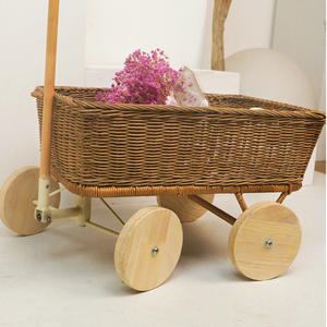 Nordischer Kinder-Spielzeugwagen Natürlicher Rattan-Plüschtier-Aufbewahrungskorb Kinder-Outdoor-Trolley - Product Image 2