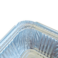 Conteneur alimentaire jetable en aluminium de 1 lb (670 ml) avec couvercle, forme rectangulaire, moule à pain en aluminium avec couvercle en carton