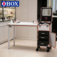 Mesas de Manicure Premium OBOX OEM/ODM Pretas e Rosas para Serviços de Nail Art e Pedicure para Uso em Salão