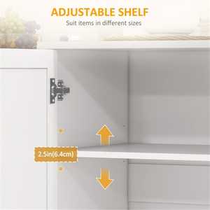 DB Modern <b>White</b> Kitchen Cart with <b>Storage</b> <b>Cabinet</b> - Product Image 4