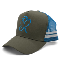 Casquette de camionneur rayée à profil haut de pays australien en gros personnalisé, casquette de camionneur en maille à rayures latérales avec logo en cuir à 5 panneaux