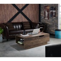Mode moderne, fonctionnalité en bois, table basse avec plateau élévateur, table basse avec rangement pour meubles de salon