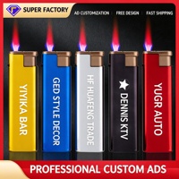 Briquet torche jet à coque métallique jetable, design logo personnalisé, flamme bleue coupe-vent, gaz butane, camping, écologique, portable