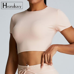 Haute qualité respirant doux couleur unie vêtements <span class=keywords><strong>de</strong></span> sport haut court pour les femmes Gym Yoga Tennis Football basket-ball T-shirt vêtements <span class=keywords><strong>de</strong></span> sport - Product Image 1