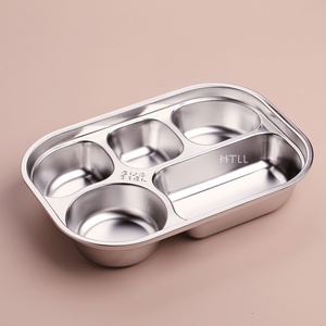 Plateau repas divisé en acier inoxydable poli SUS316, écologique, de qualité alimentaire, pour enfants, adultes, cantine scolaire - Product Image 4