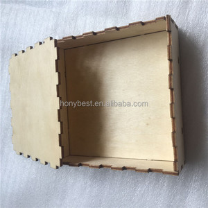 Kleine laser geschnittene Geschenk boxen aus Holz Großhandel Unvollendete flache Packung Sperrholz kiste Aufbewahrung kiste mit Deckel für Parfüm, Schmuck - Product Image 2