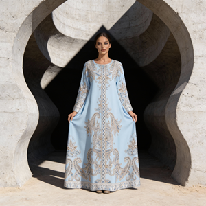 Luxury New Style Printed Polyester Elegant Abaya for Muslim Women Modest Dress Custom Wholesale - Product Image 1