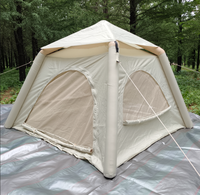 Grande tente familiale de luxe 420D/600D Oxford imperméable en PVC, coton aérien, glamping, structure gonflable en fer, deux chambres, double couche