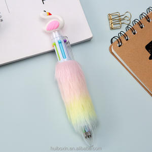 3d卡通人物造型可爱儿童硅胶卡哇伊毛茸茸蓬松火烈鸟中性圆珠笔书写中性笔 - Product Image 4