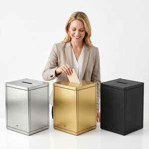 Urna con cerradura, caja de sugerencias metálica con cerradura, caja de donaciones con cerradura, urna de acero inoxidable, caja de votación con cerradura - Product Image 1