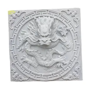 Jardín al aire libre Mármol Cabeza de dragón Estatua Relieve Fuente de pared Elegante Característica de agua Escultura para diseño de paisaje Piedra al aire libre - Product Image 1