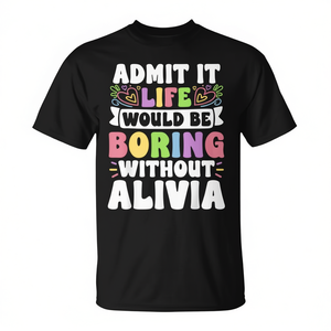 T-shirt personnalisé avec nom Alivia, cadeau familial avec prénom personnalisé - Product Image 2