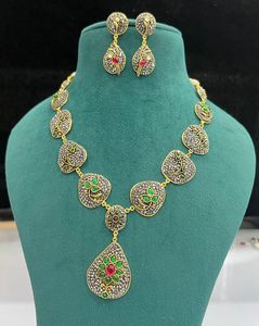 Wholesale Four Piece Retro Ethnic Fashion <b>Jewellery</b> Set Gold Plated Necklace Earrings Bracelet Ring with Zircon for Weddings - Product Image 1