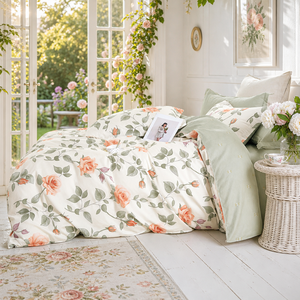 Juego de Ropa de Cama de Lujo con Diseño de Rosas Color Durazno, Tejido Moderno de 200 Hilos, Edredón de Algodón 160x200 200x220cm, Envío Directo desde Polonia - Product Image 6