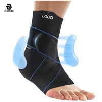 Attelle de cheville athlétique respirante en tricot compressif avec coussinets en silicone pour le basketball et le sport