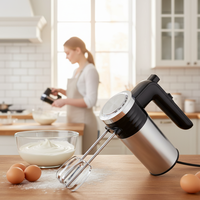 Mixer Tangan Listrik CX-6611 5 Kecepatan 200W Stainless Steel dengan Motor AC Tembaga Murni, Tombol Ejektor, Warna Dapat Disesuaikan