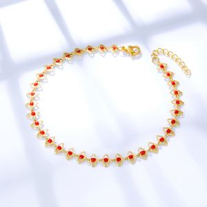 สร้อยข้อเท้าสแตนเลสสตีลชุบทอง 18k ลายดอกไม้หลากสี กันน้ำ สำหรับเด็กผู้หญิงและผู้หญิง - Product Image 5