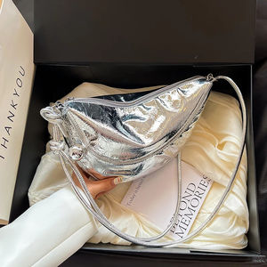 Bolso Bandolera Plateado para Mujer, Estilo Coreano Y2K, Bolso de Hombro Pequeño Tipo Silla de Montar, Bolso de Diseñador Moderno - Product Image 3