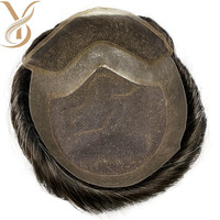 Perruque indienne Remy pour hommes, densité élevée, ligne de cheveux naturelle, en cheveux humains HD, pour toupets à dentelle frontale