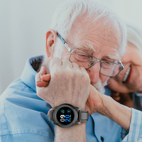 Montre intelligente pour les personnes âgées avec étanchéité IP67, appel d'urgence SOS, télésanté, montre de surveillance en temps réel pour les personnes âgées