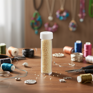 Perline Ilan Abalorio 4 mm color crema per artigianato e creazione di gioielli - Product Image 2