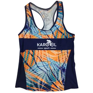 Vrouw Aangepaste Triathlon Vest Sublimatie Afdrukken Coolmax Fietsen Triathlon Singlets