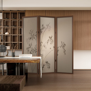 <span class=keywords><strong>Paravent</strong></span> pliable en <span class=keywords><strong>bois</strong></span> de style chinois moderne personnalisable, nouveau bureau mobile, salon de thé, hall d'hôtel, salon de beauté à domicile - Product Image 2