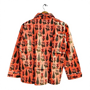 Ensemble de pyjama pour homme à manches longues à imprimé floral, tissu en satin 100% coton, vêtements de nuit décontractés, motif tissé, saison printemps, cadeau pour elle - Product Image 2