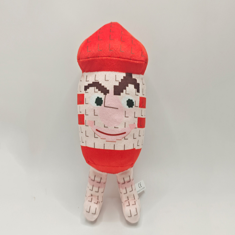 Bambola beige con naso grande e top rosso, 26 cm, 88 g