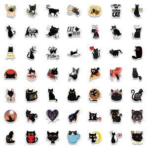 ZY1598C 100 Pezzi Adesivi Gatto Nero Cartoon Impermeabili per Decorare Quaderni, Skateboard, Biciclette, Bagagli, Chitarre per Adolescenti e Bambini - Product Image 4