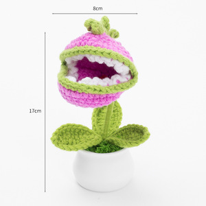 Hand Crocheted Artificial Flower Pot Mini Decorative Plant For Home Wedding Photography Props - Product Image 4