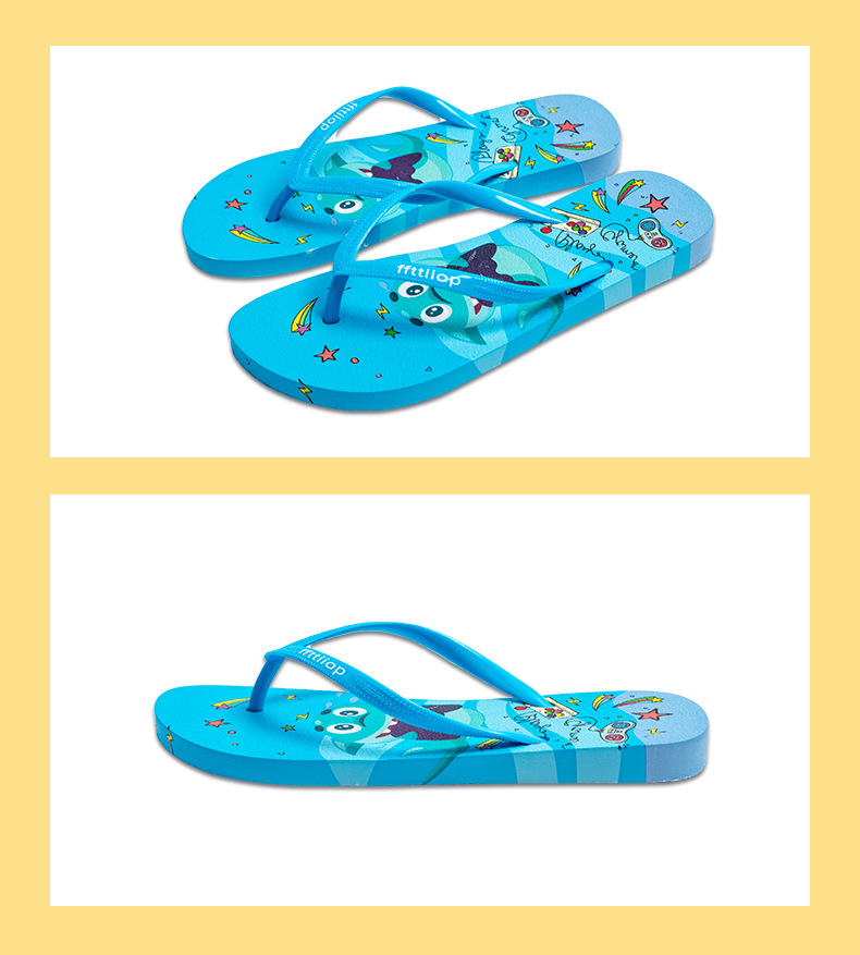 Cartoon Shark Flip-flops Slippers Women Summer Students Outdoor Sublimation Beach Slippers