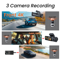 Caméra embarquée WIFI avec écran IPS de 3,2 pouces, triple objectif, vision nocturne, GPS, moniteur de stationnement, boîte noire de voiture