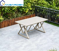 Ensemble table et chaises de salle à manger en pierre frittée, style minimaliste moderne, structure entièrement en aluminium, résistant aux UV, mobilier d'extérieur pour jardin/cour
