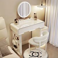 Table de toilette moderne à LED réglable avec miroir et plateau en verre, meuble de chambre à coucher et de salon, vente en gros