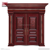Porte d'entrée moderne de luxe Daoming en acier style cuivre pour villa et hôtel, à battants, couleur/taille personnalisable, extérieur méditerranéen