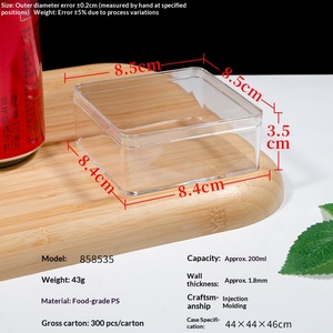 Petite boîte carrée transparente en plastique PS 200 ml, qualité alimentaire, avec couvercle, pour bonbons, bijoux, échantillons, organisateur de cadeaux - Product Image 4