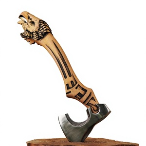Hache à manche en bois sculpté à la main avec tête d'aigle Jexmoo, lame en acier inoxydable, tomahawk avec étui en cuir, parfait pour un cadeau - Product Image 5