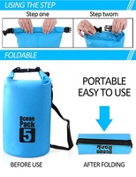 Sac étanche enroulable, sacs étanches pour le dos, sac étanche de 5L pour la randonnée, la natation, la plage, le kayak