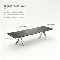 Table de conférence moderne de luxe haut de gamme en chêne massif, 12 places, pieds en acier inoxydable, plateau en mélamine, multifonctionnelle, hôtel