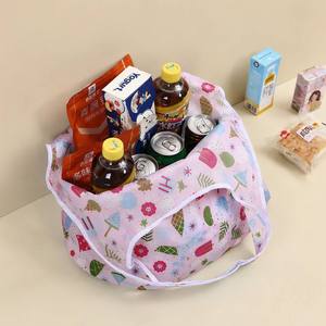 Sac fourre-tout pliable écologique imprimé dessin animé en polyester Ripstop GRS, sac de courses réutilisable avec porte-clés, logo personnalisé, vente en gros 500 - Product Image 4