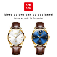 Montre à quartz pour homme OEM 2865 personnalisable avec logo ODM, étanche, lumineuse, en alliage et cuir, idéale comme cadeau d'affaires