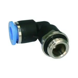 STNC-PL-G Popular Serie G, botón azul, latón plateado, níquel, macho, codo neumático, empuje en un toque, ajuste con anillo redondo
