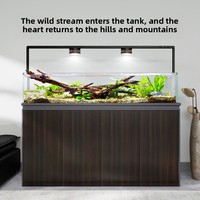 Nouveau Aquarium Intelligent de Luxe Moderne pour Salon, Bassin d'Eau Douce Domestique en Verre Ultra Blanc, Grand Filtre de Fond pour Paysage Naturel