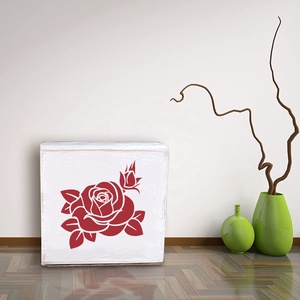 9 Pièces 13 X 13 cm Pochoirs de <span class=keywords><strong>Peinture</strong></span> DIY en Forme de Rose pour <span class=keywords><strong>Peinture</strong></span> sur Bois Décoration Murale Pochoirs de Dessin Réutilisables - Product Image 4